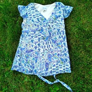 Maternite Blue Flowered Blouse, size M